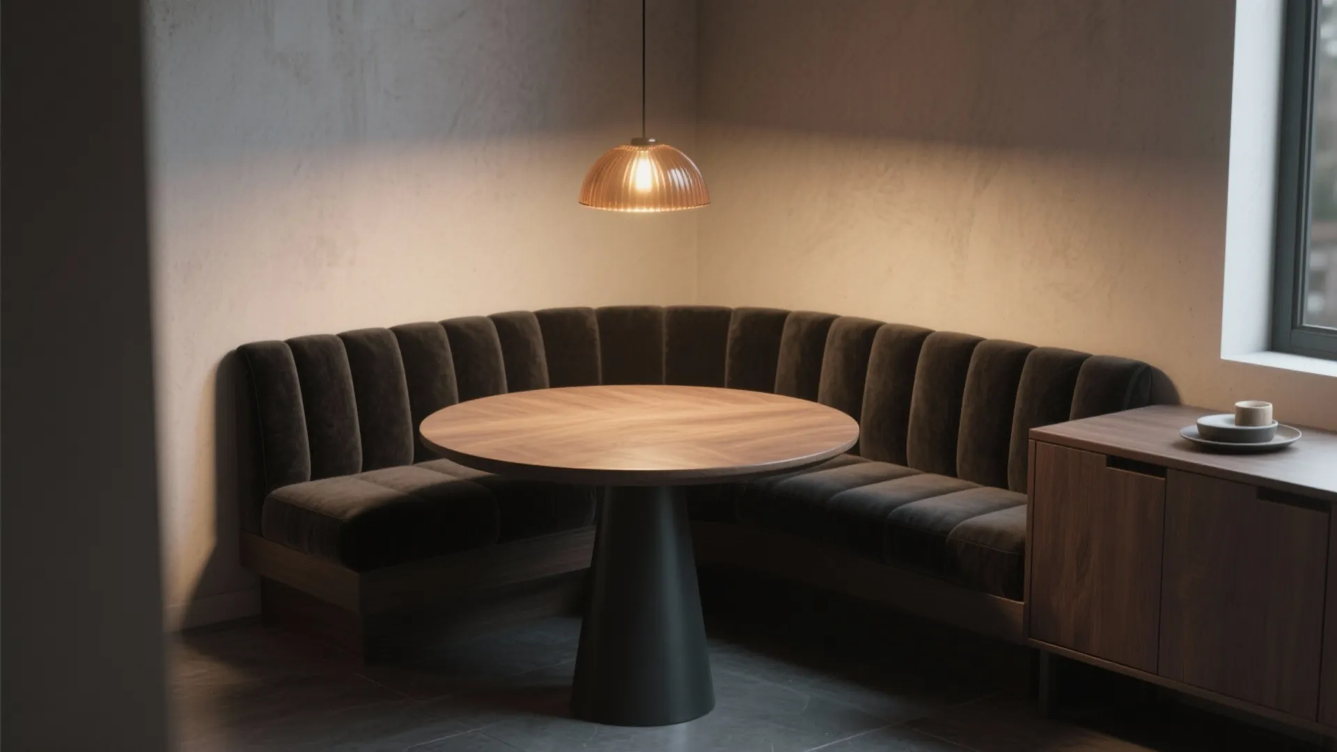 5. Cozy Minimalism for Small Dark Dining Rooms