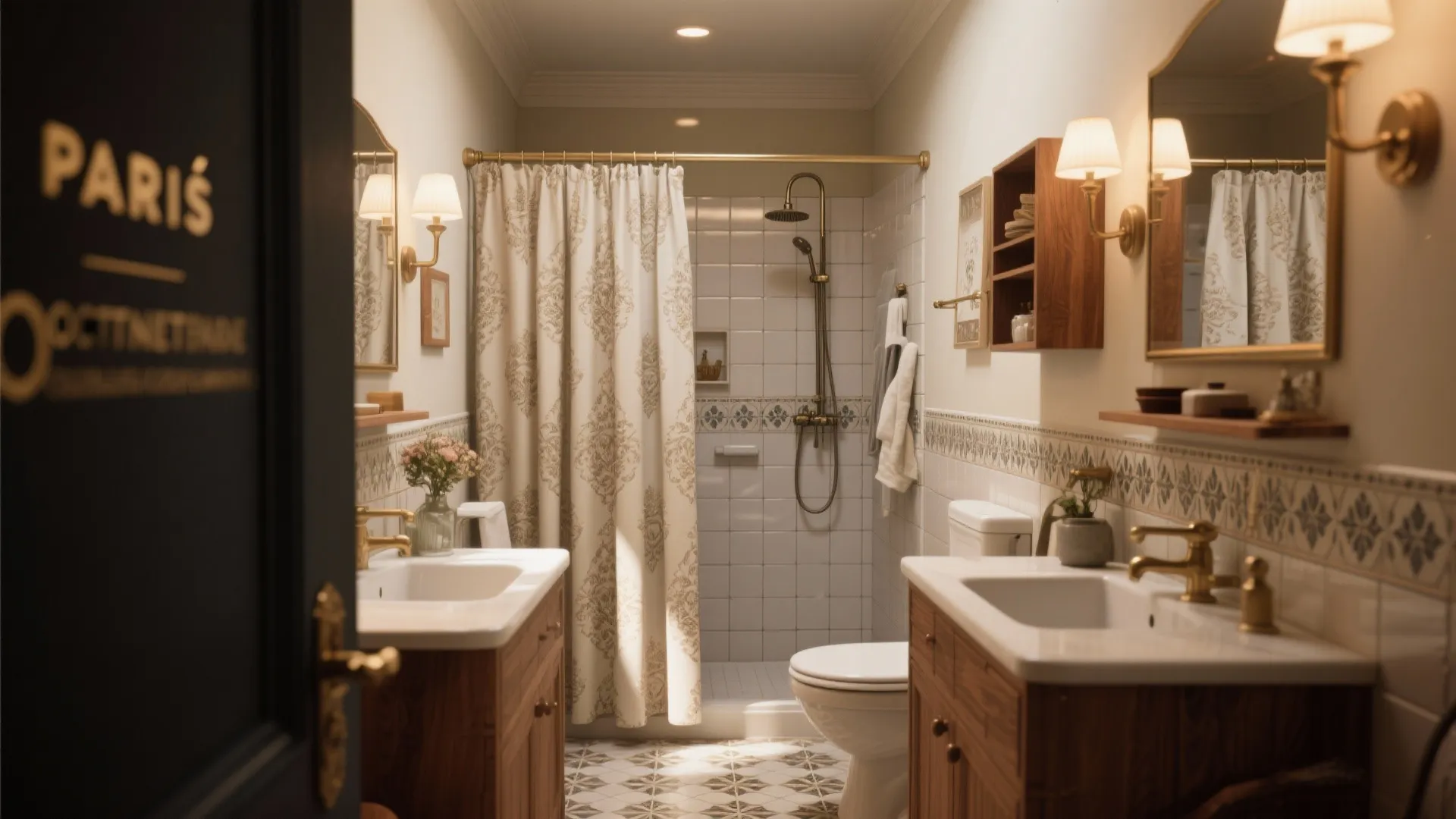 10 Bathroom Ideas With Shower Curtain: Creative, space-saving bathroom ideas that start with a simple shower curtain.