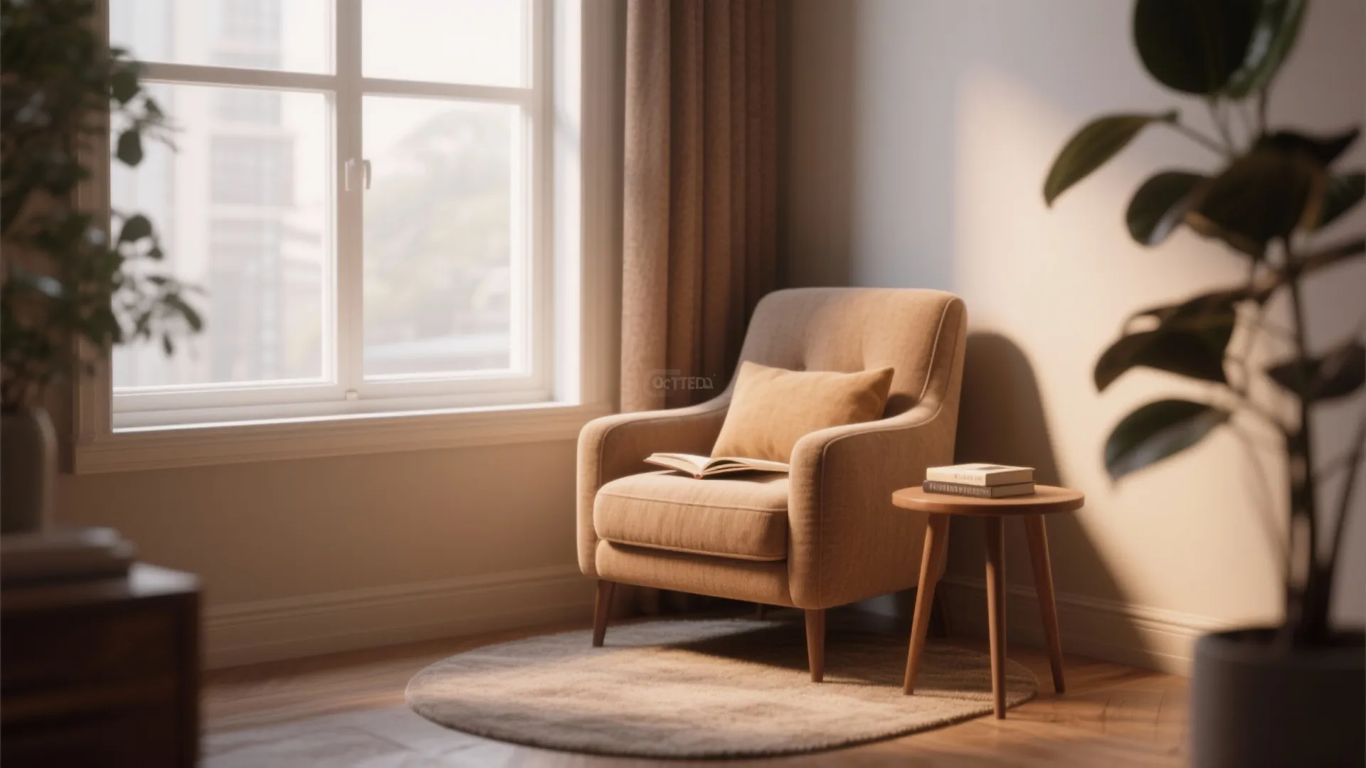 Bright reading nook in a small study room