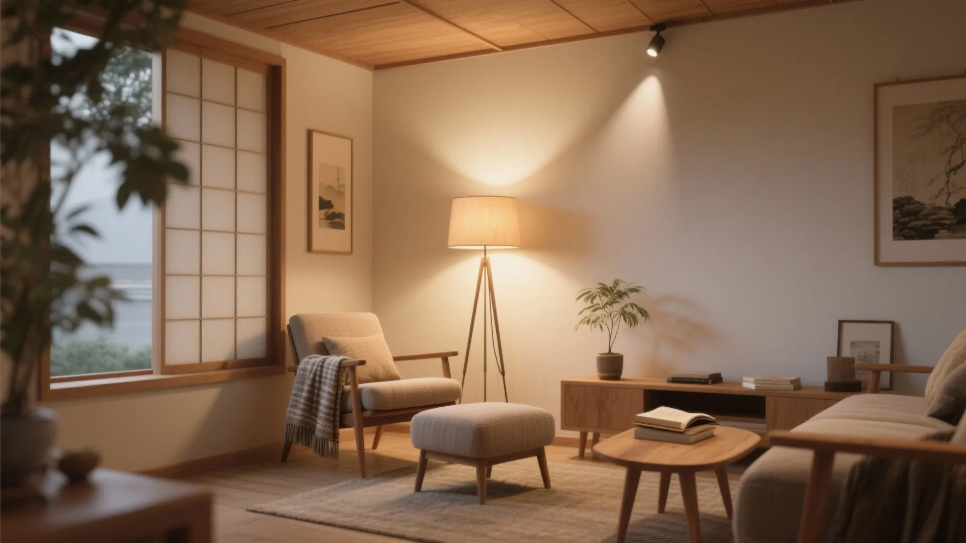 5. Carve a cozy corner with layered lighting