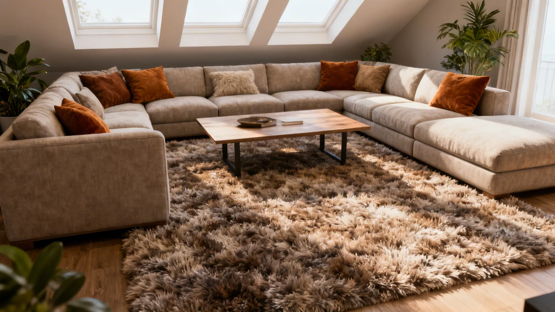 5. Cozy Lower-Level Seating and Area Rugs