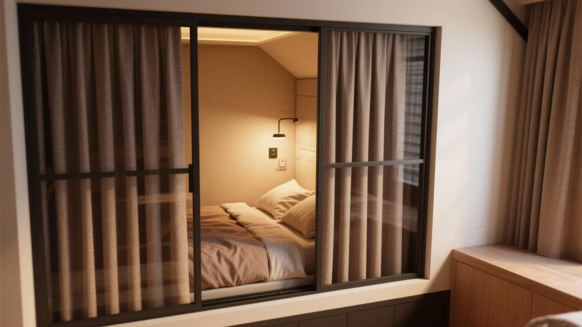 2. Cozy Sleeping Pod with Curtains