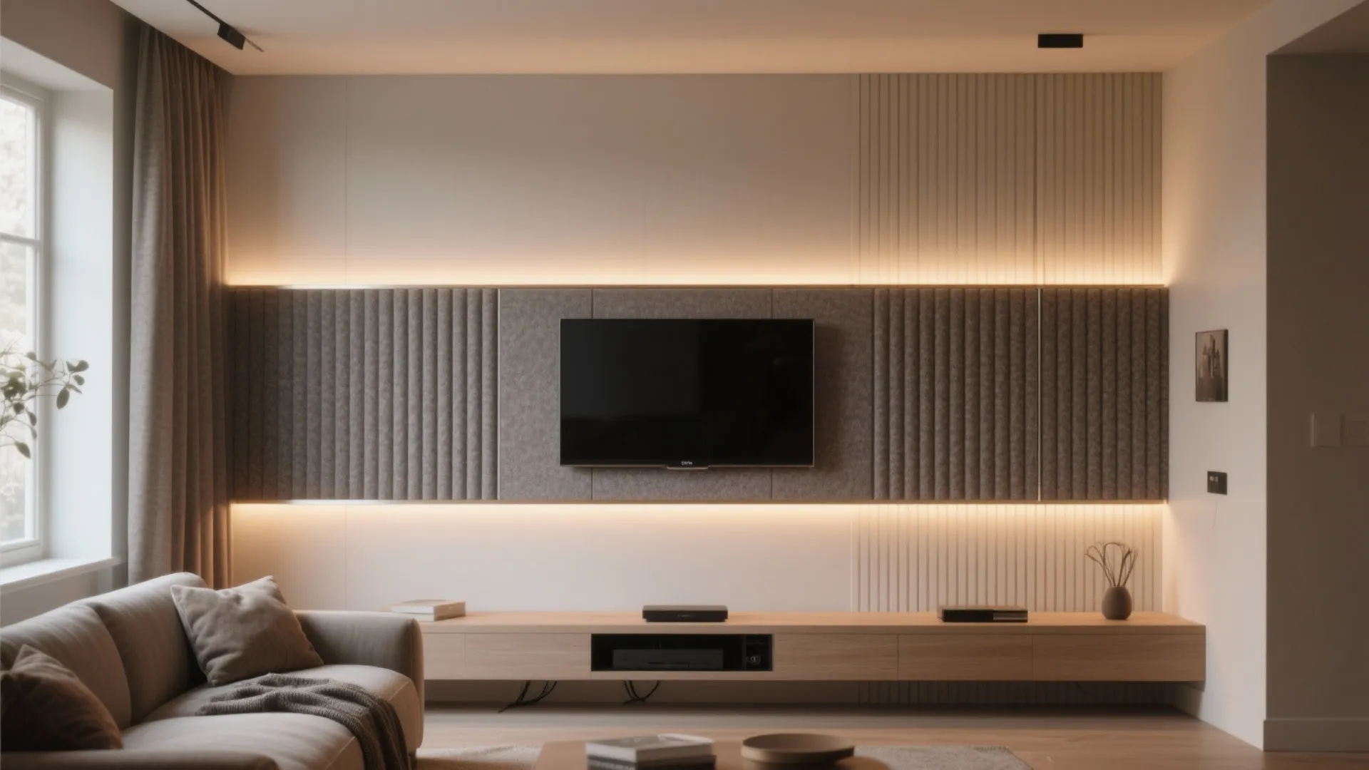 PVC LED Wall with Acoustic Panels for Cozy TV Nights