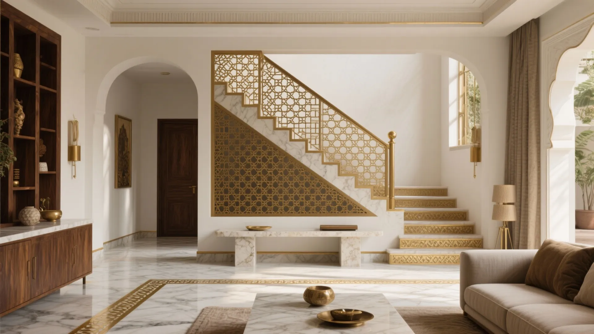 Craft-Modern Fusion: Brass, Jaali, and Italian Marble