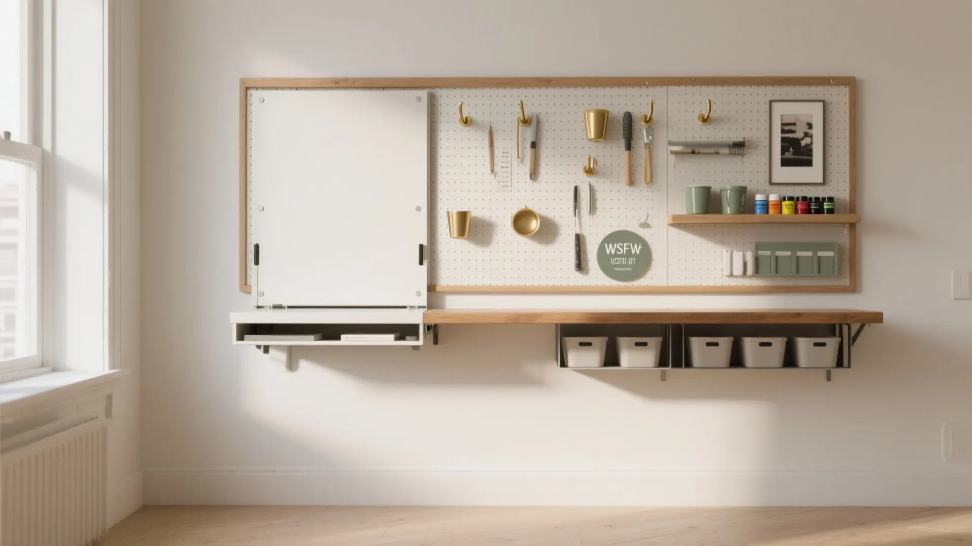 Wall-Mounted Craft Bar with Pegboard Gallery