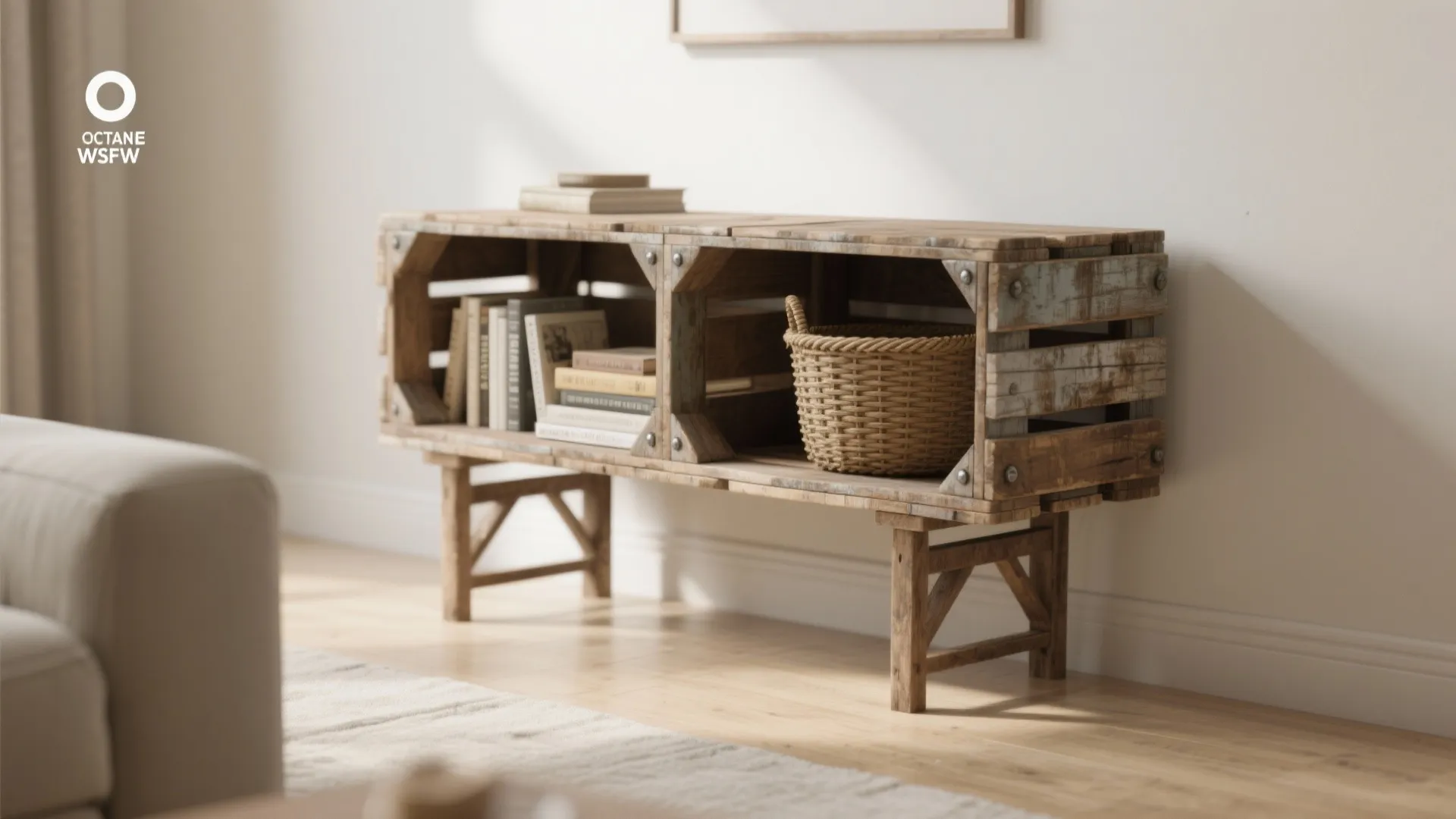 2. Crate-Stack Rustic Shelf Table