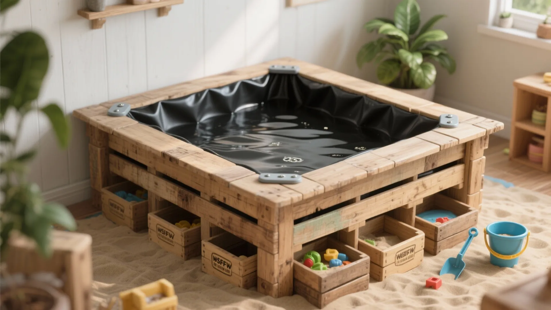 2. Recycled Crate Table with Liner