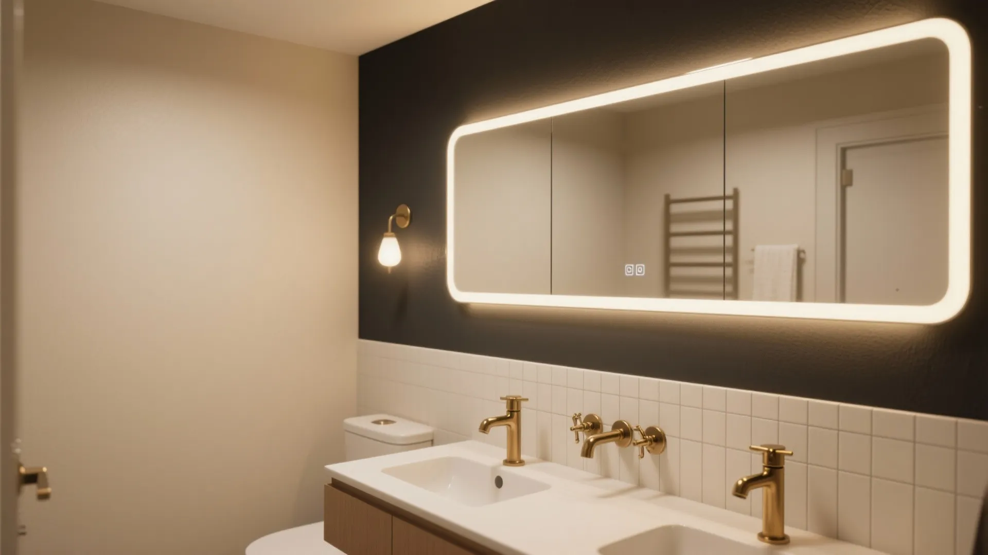 1. Cream and Contrast: Add a Dark Accent Wall