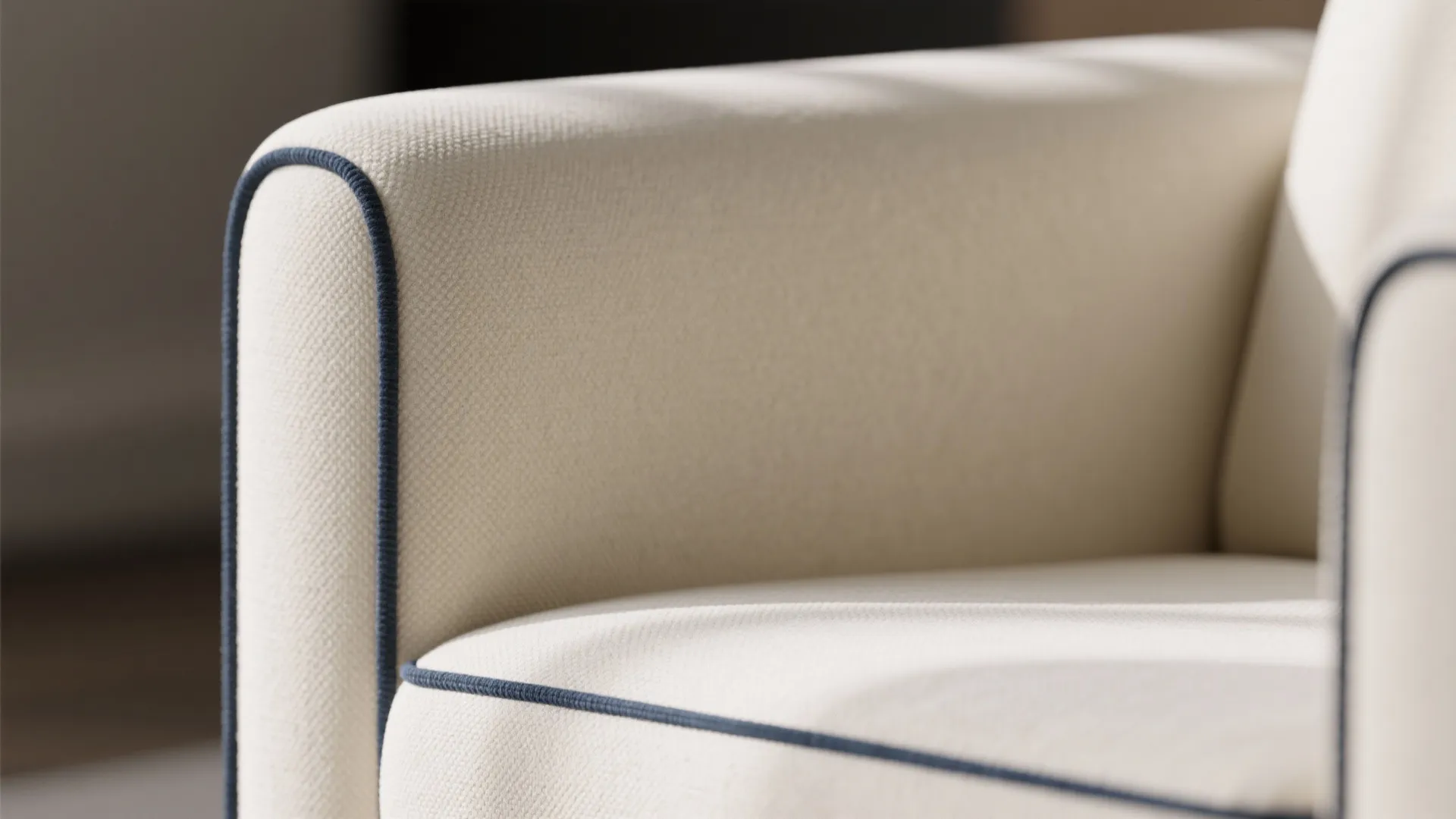 6. Cream Armchairs with Navy Trim