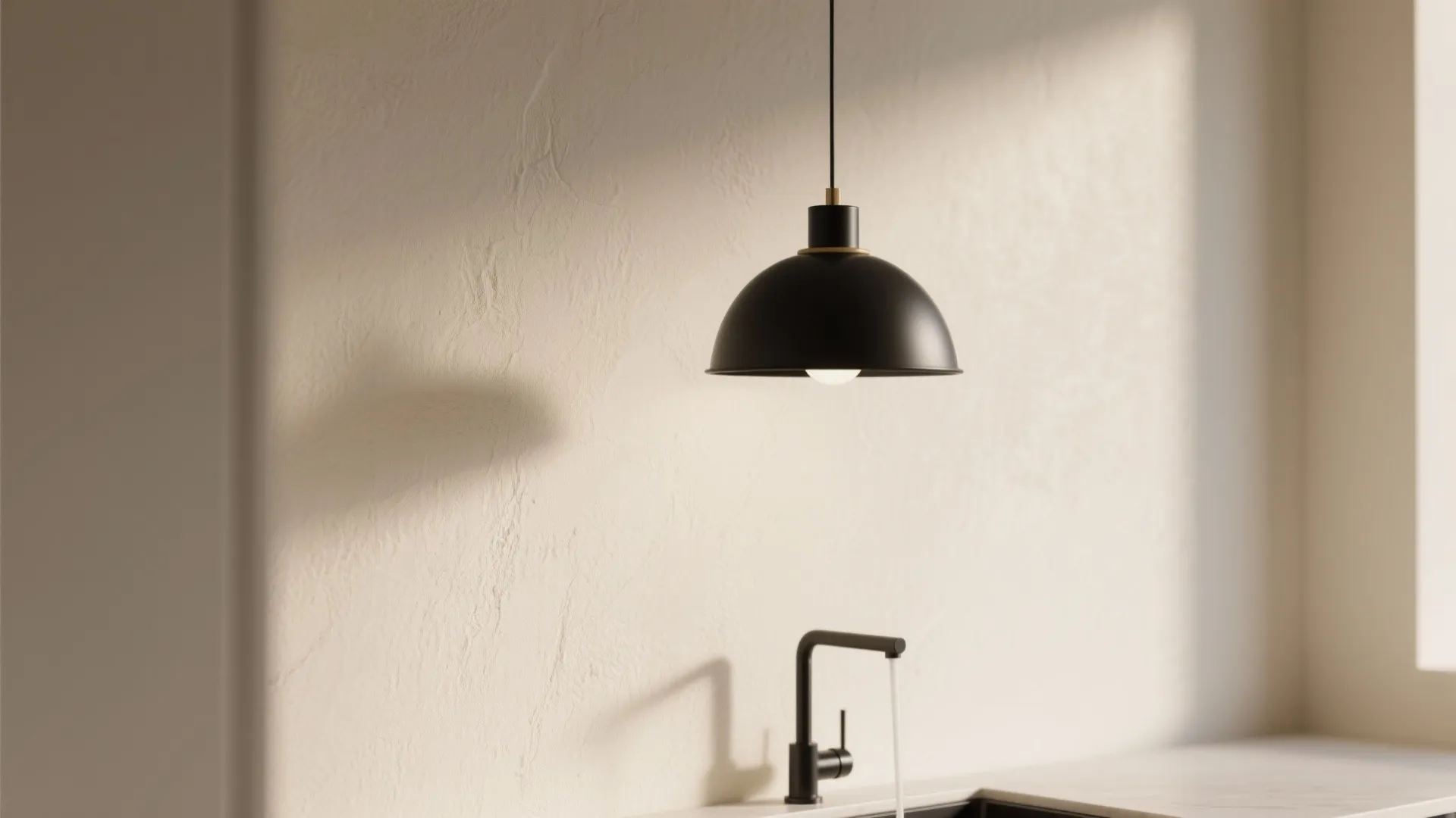 2. Cream Walls with Black Fixtures