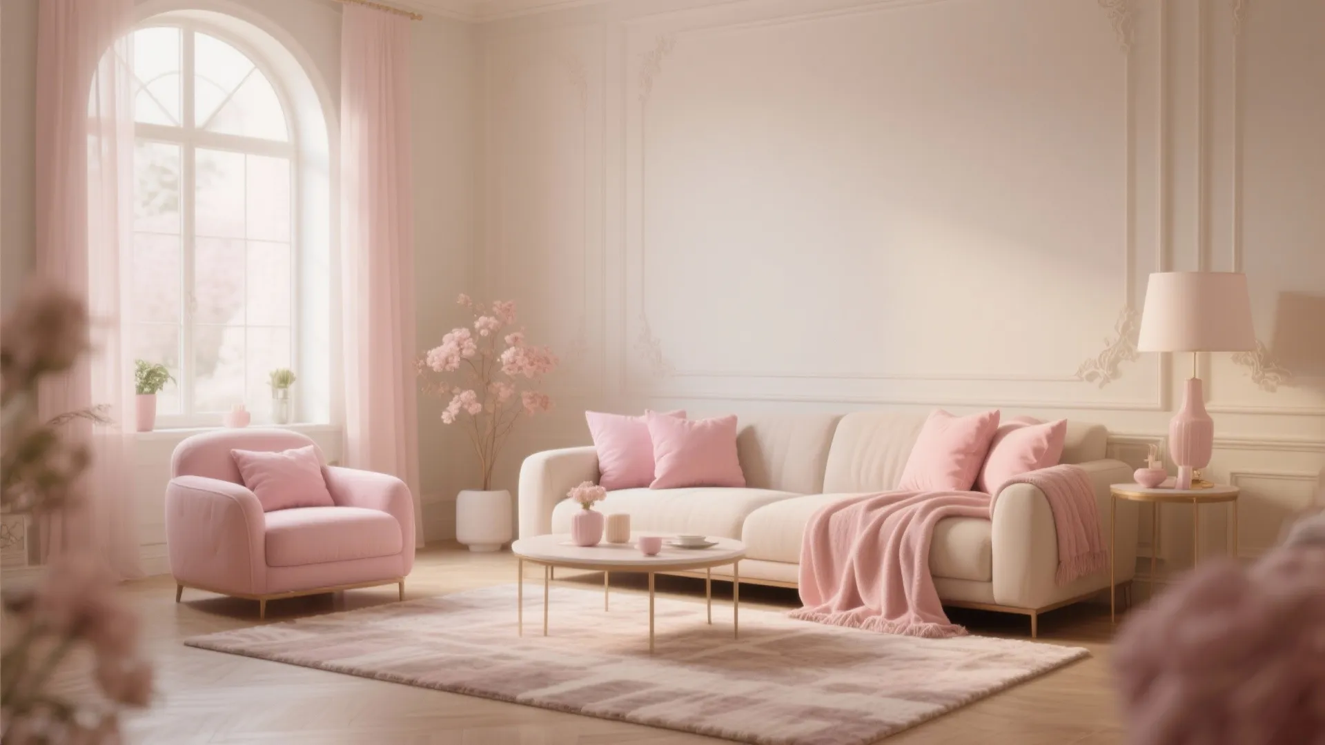 Soft Cream and Blush Accents