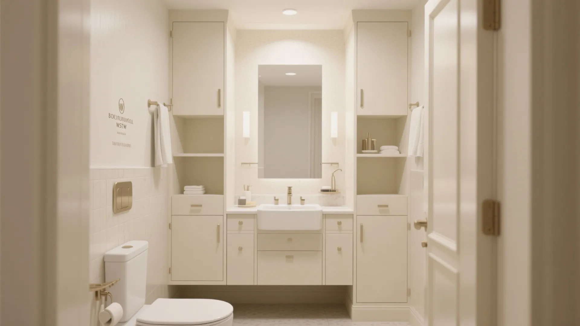 3. Monochrome cream cabinetry for unified flow