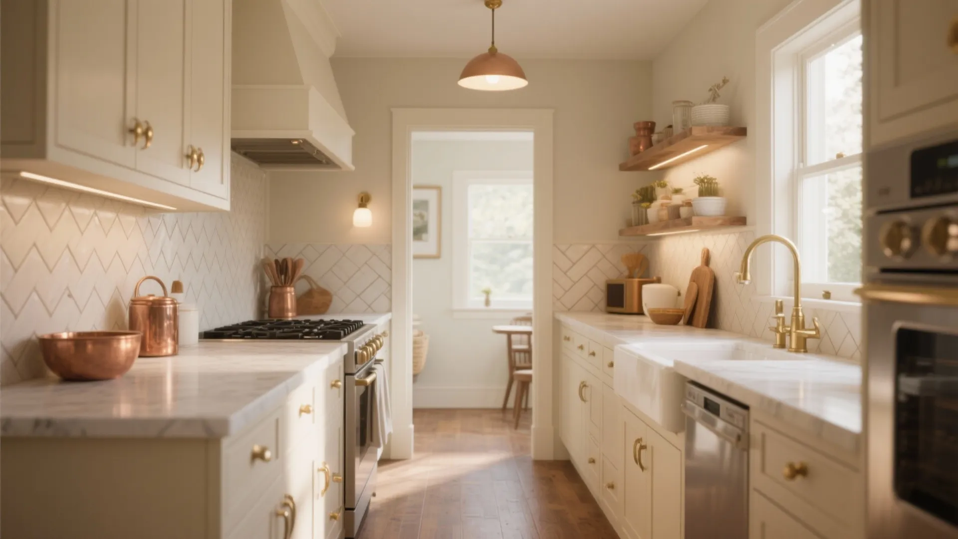 Charming Cream Galley Kitchen Ideas