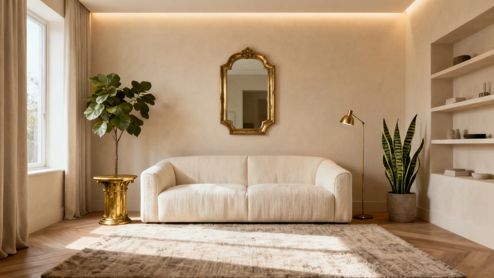 Modern Cream & Gold Living Room Ideas