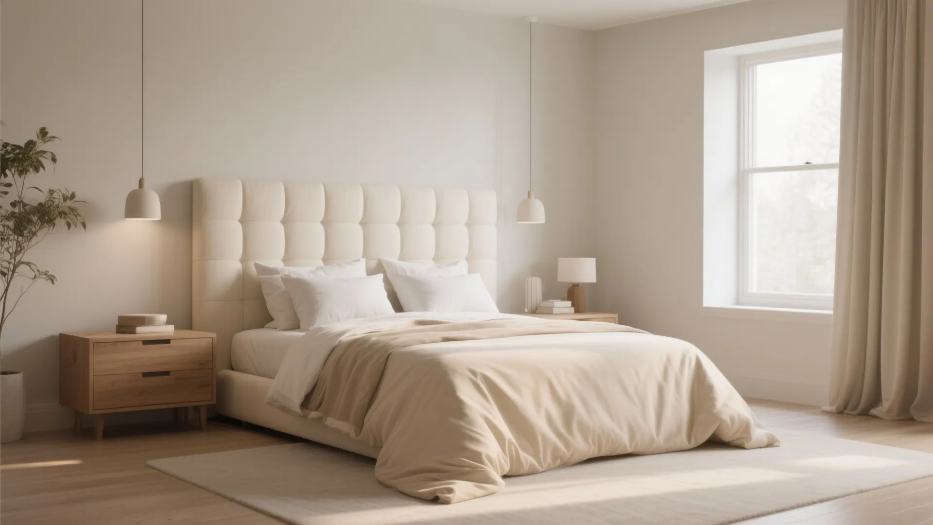 Cream headboard bedroom ideas