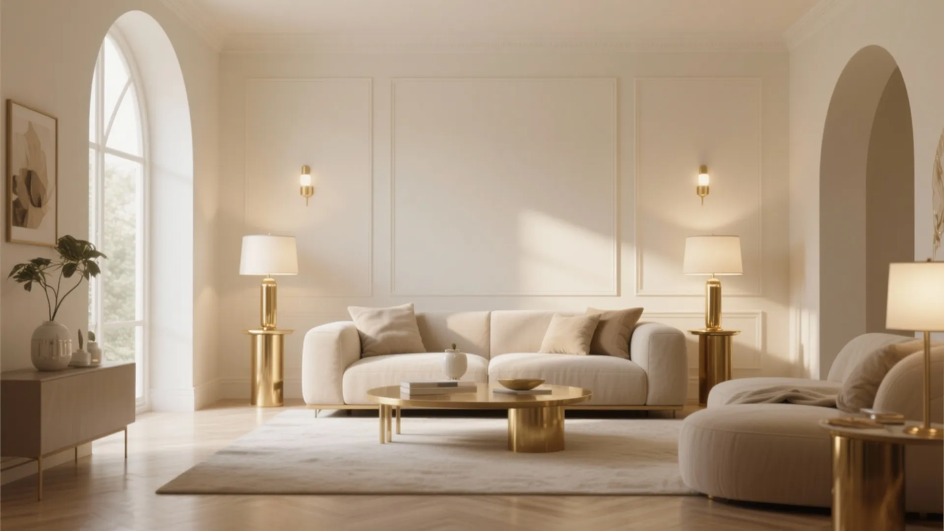 6. Cream Walls with Metallic Accents