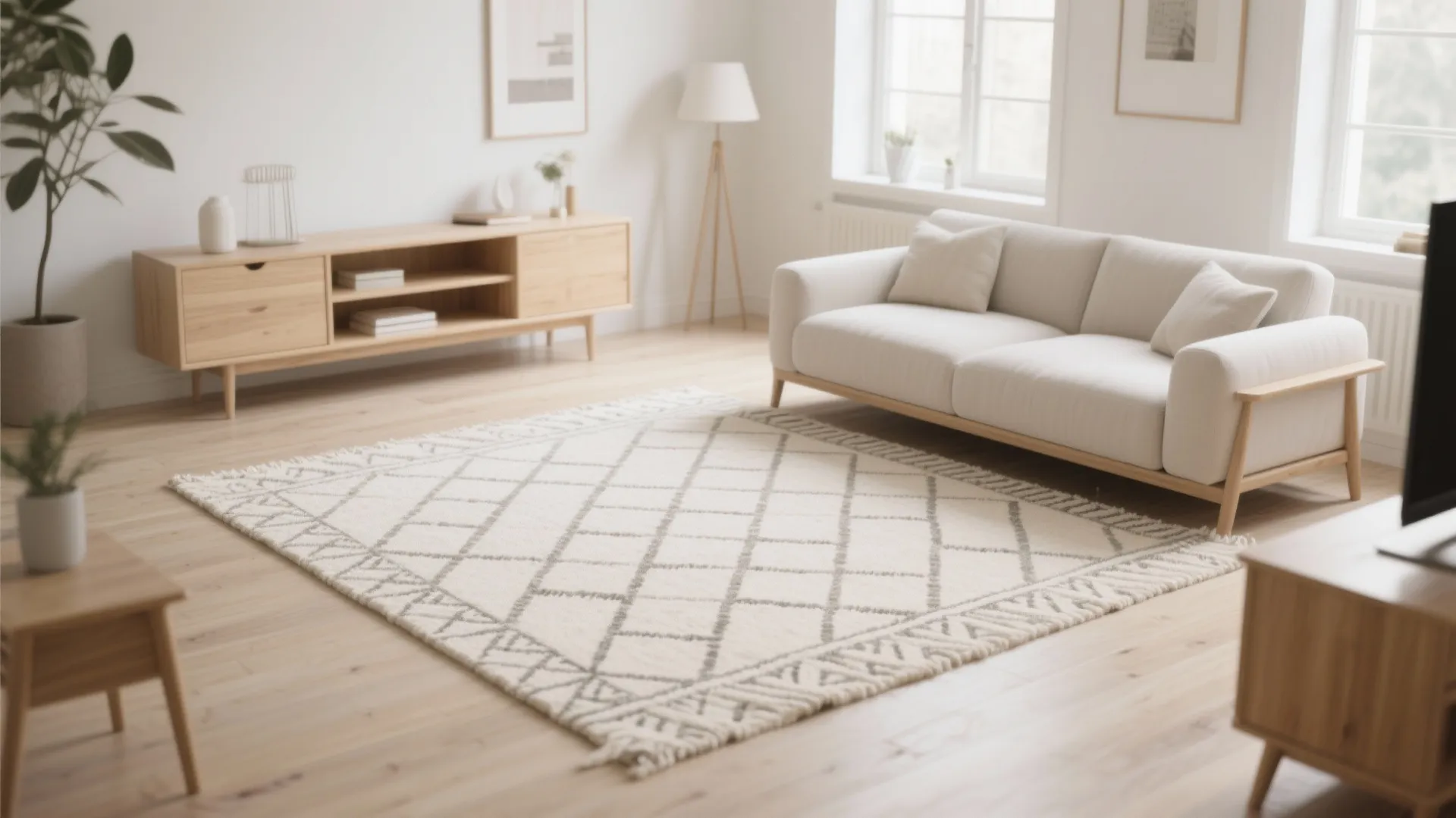 2. Cream Patterned Flatweave