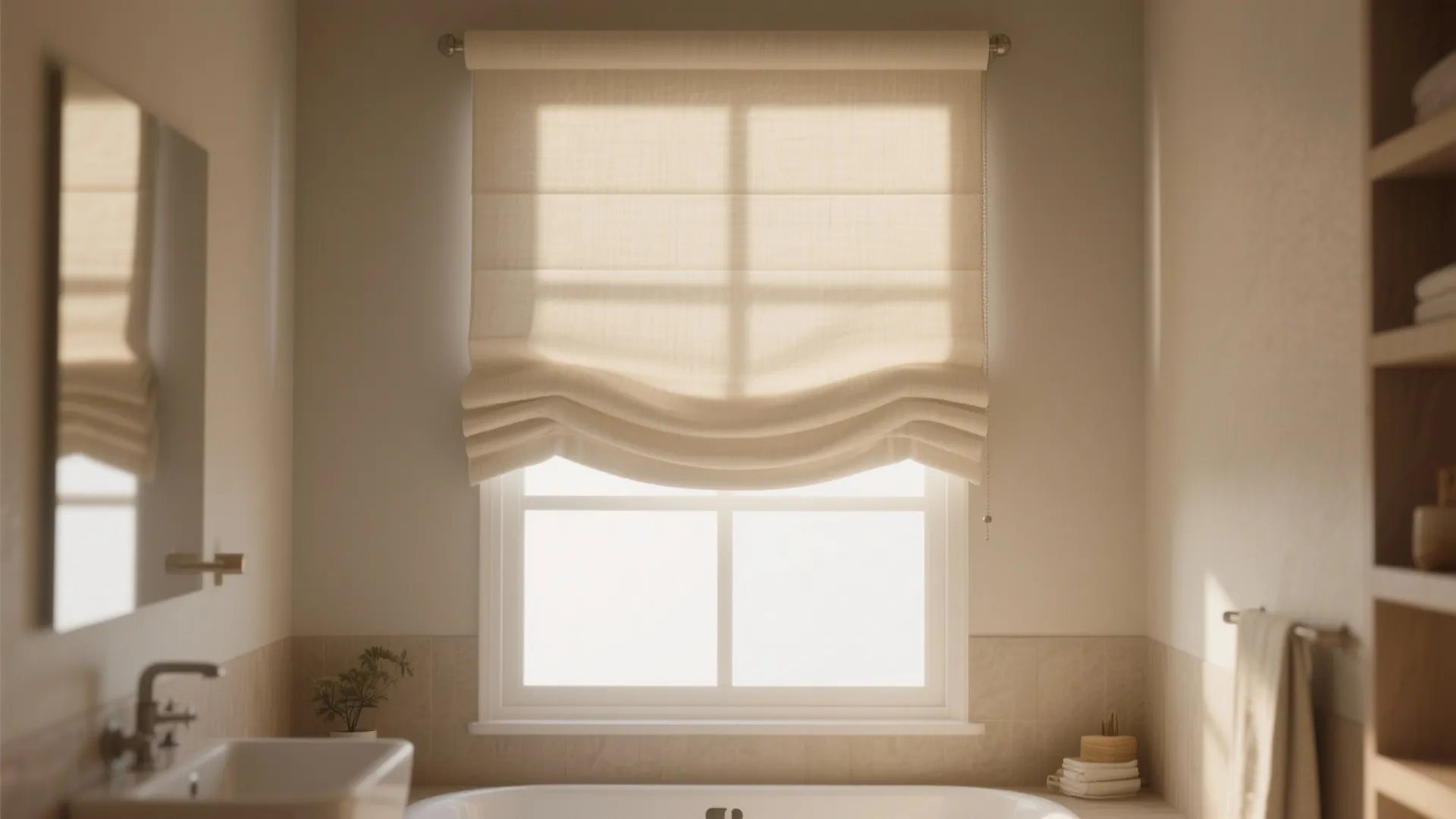 10. Cream Curtains or Roman Blinds