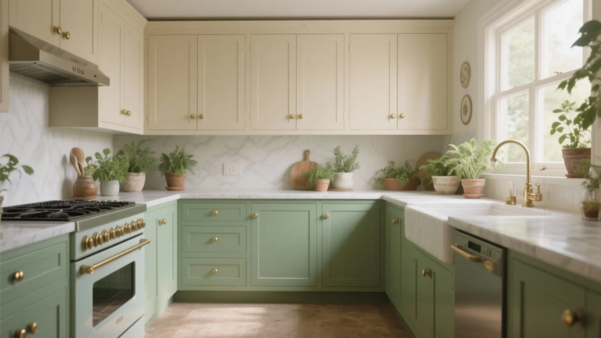 6. Cream and Sage Green