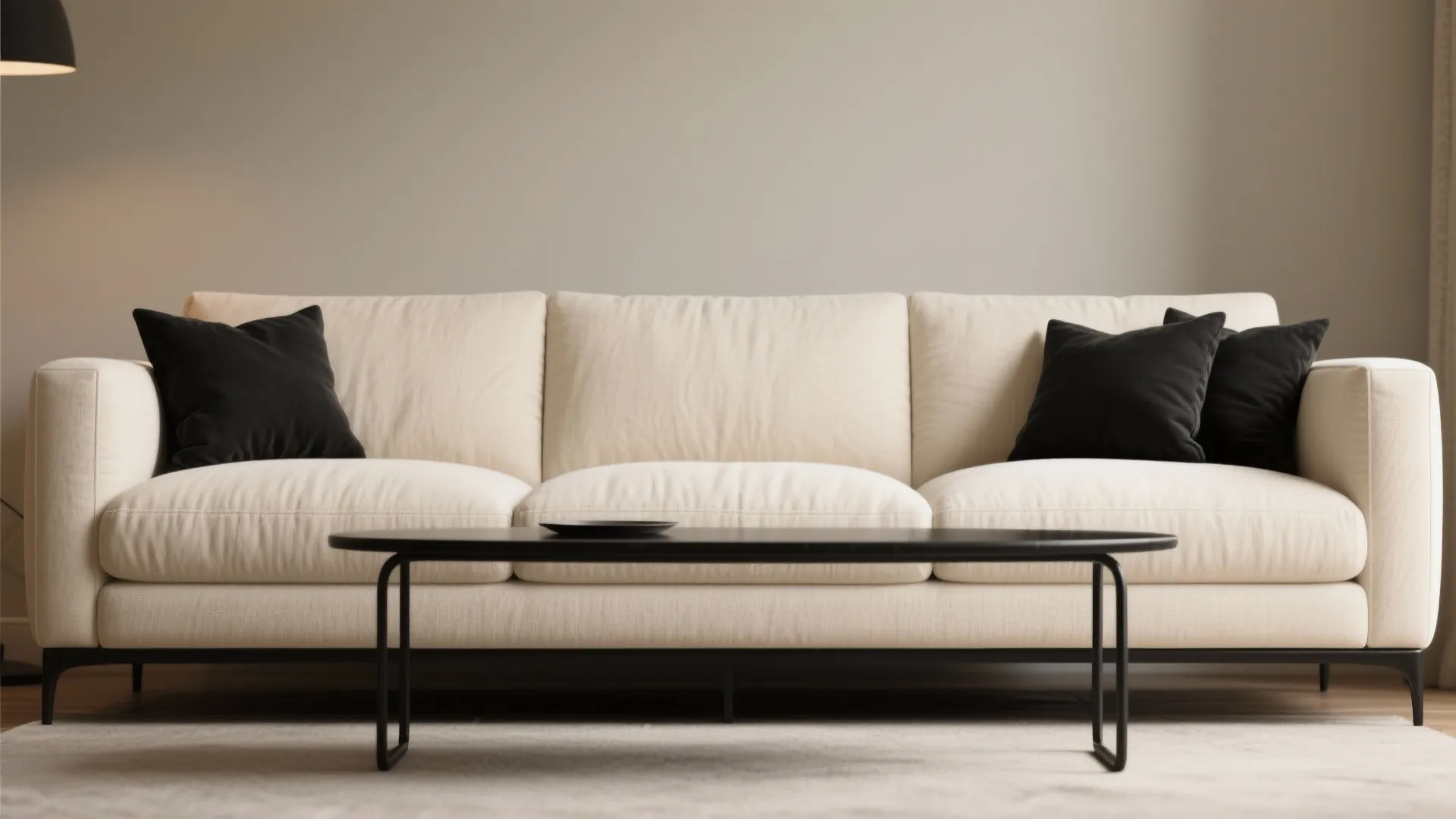 2. Cream Upholstery with Black Accents