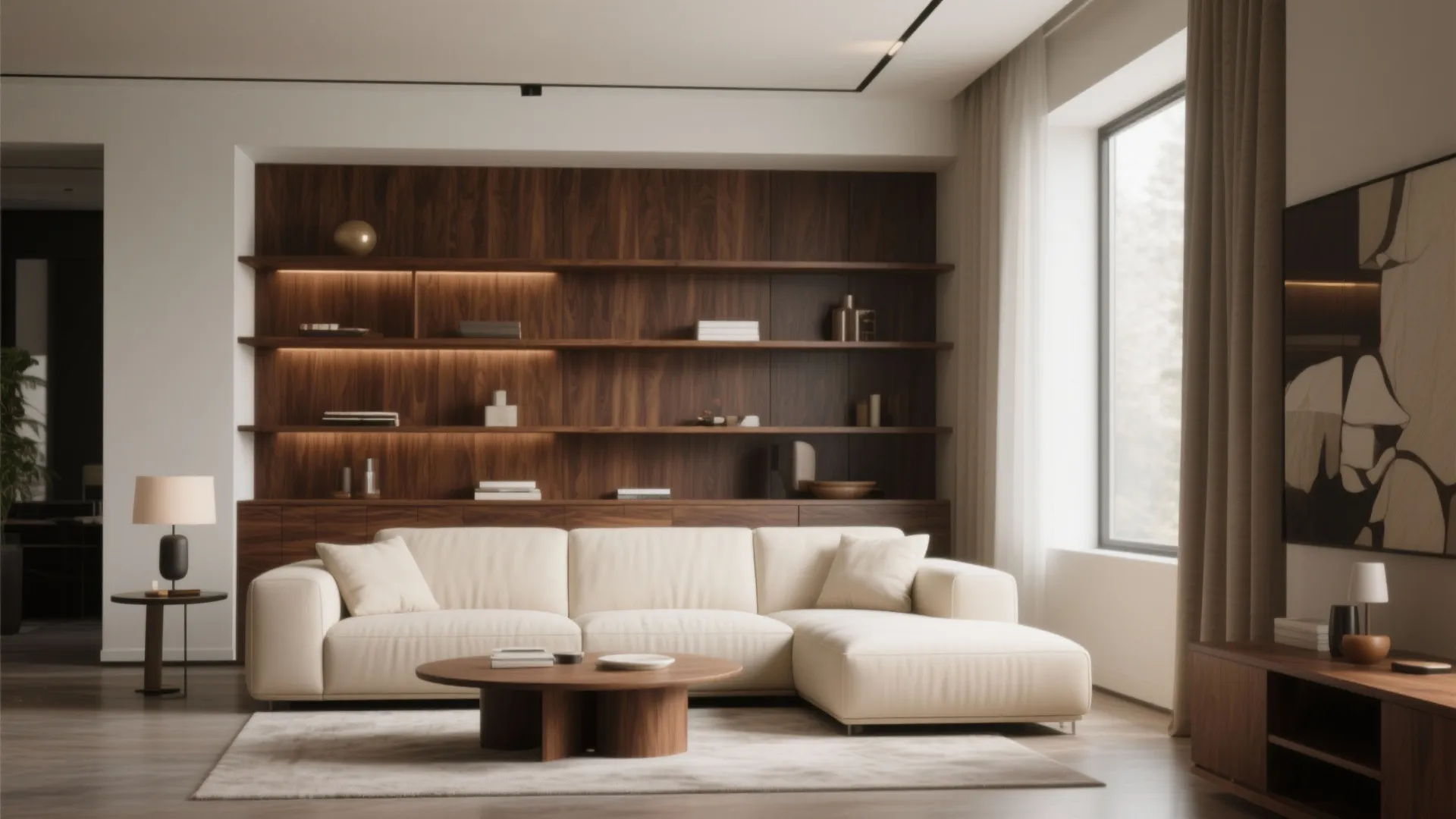 4. Contrast with Dark Wood Accents