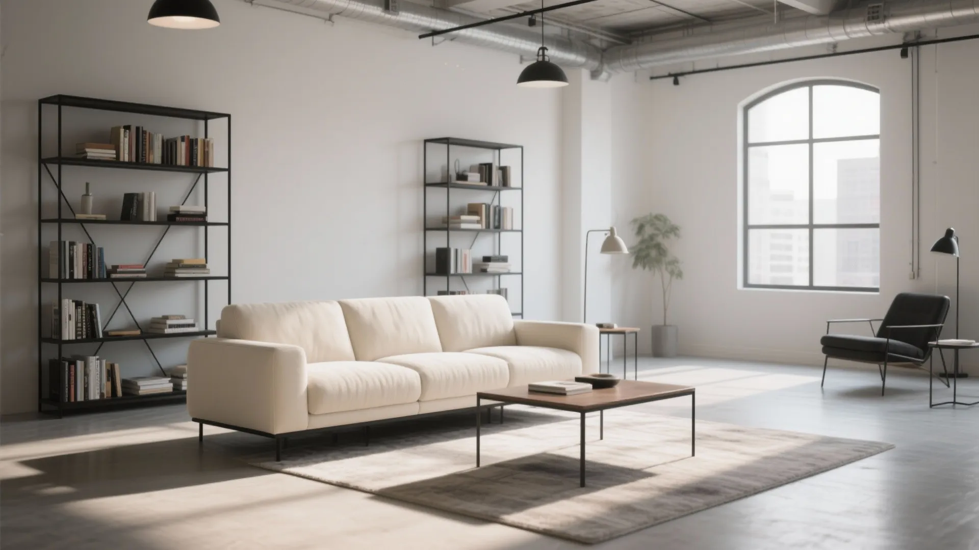 4. Statement Cream Sofa with Black Metal Accents