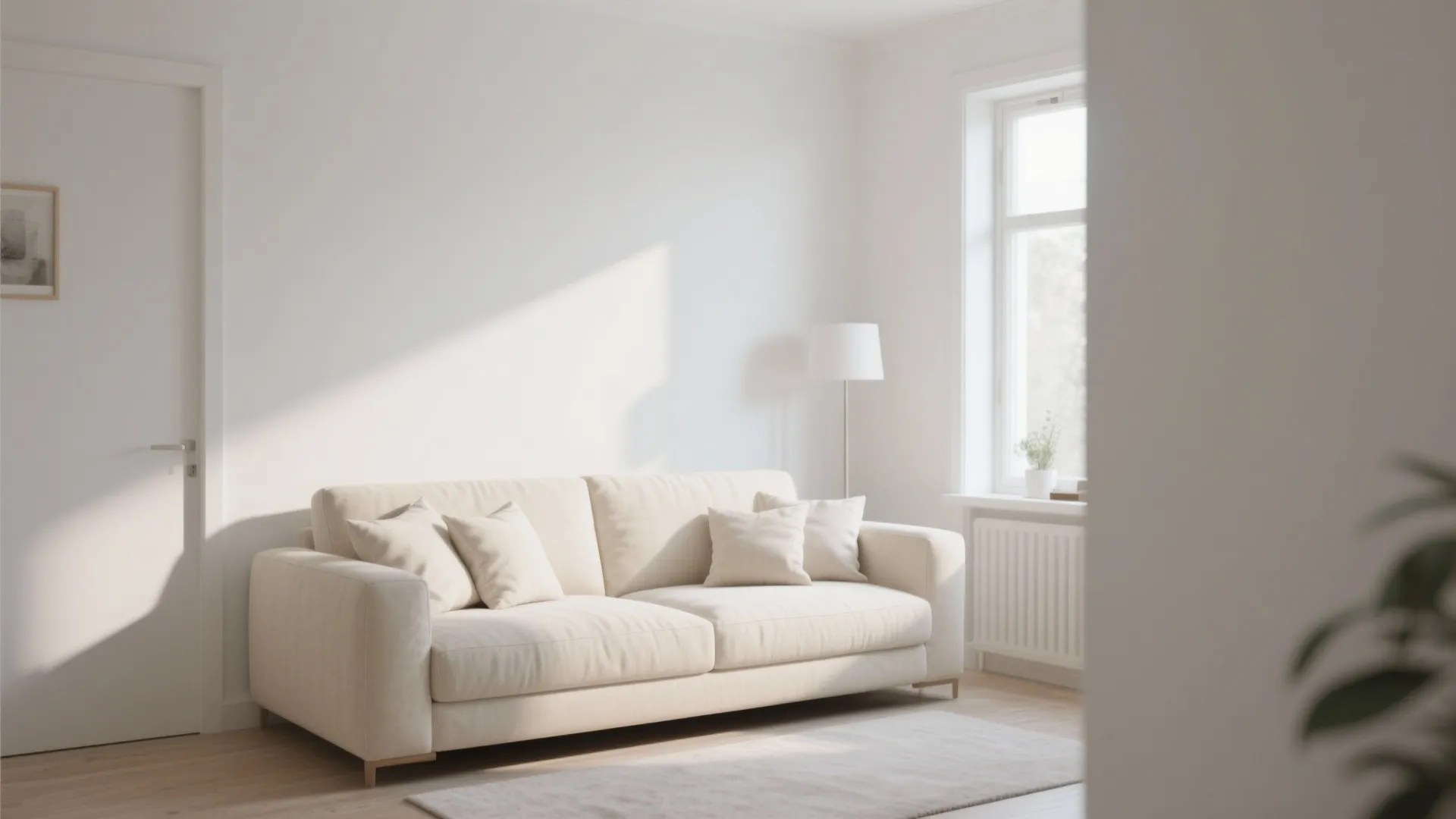 Cream Sofas with White Walls