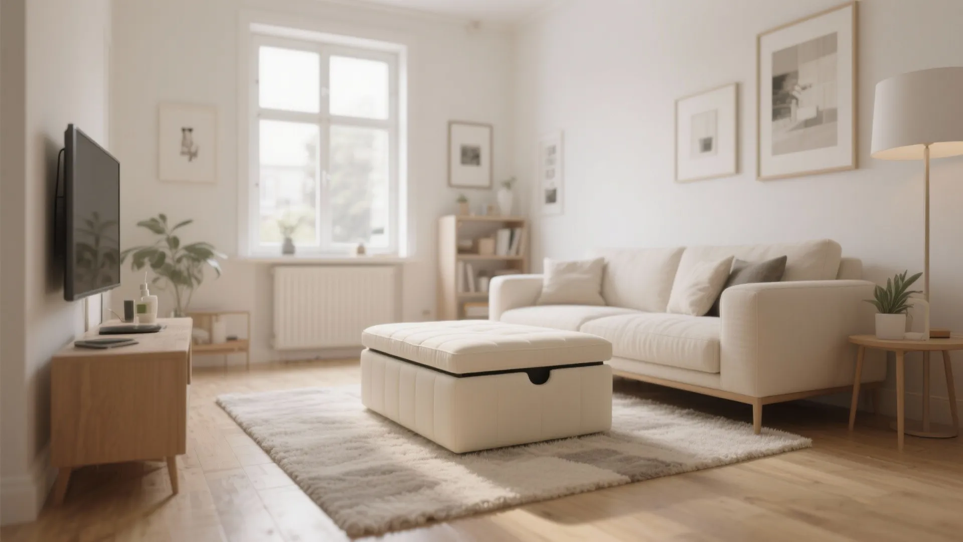 4. Cream Storage Ottoman