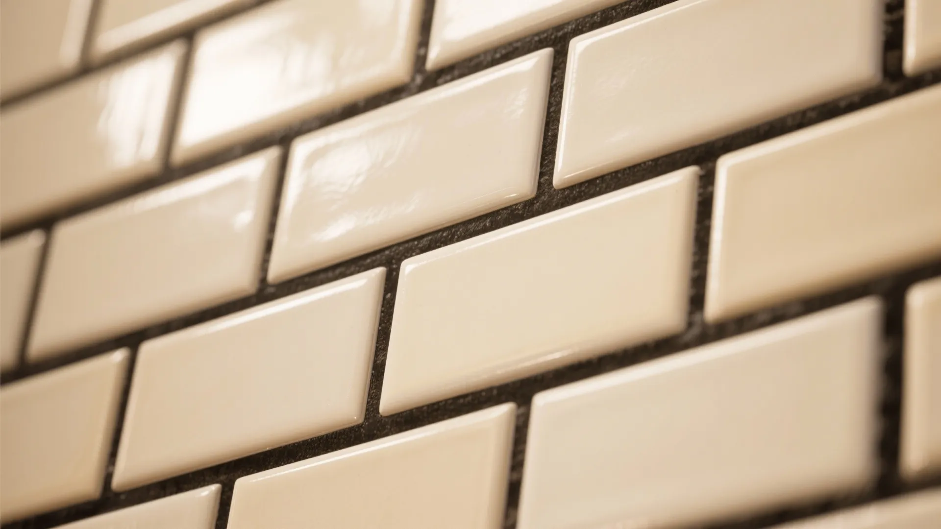 2. Cream Subway Tiles With Dark Grout