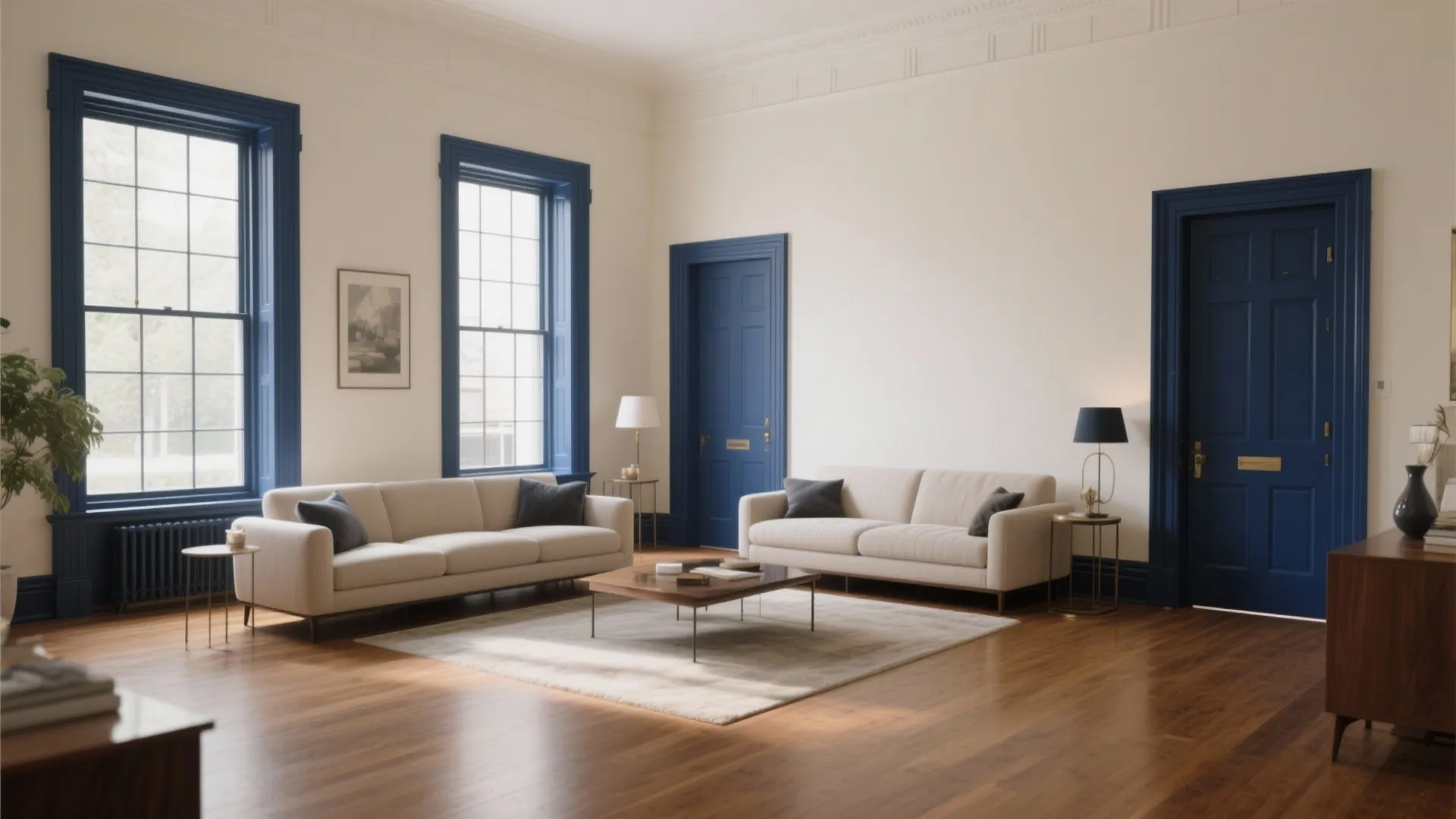 6. Cream Walls with Navy Trim