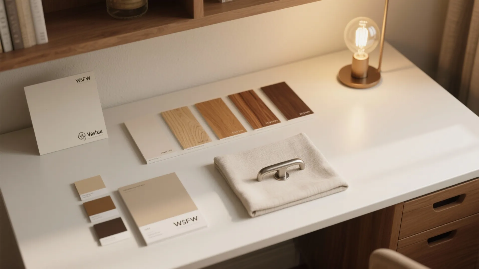 Cream and Off-White Base with Warm Wood