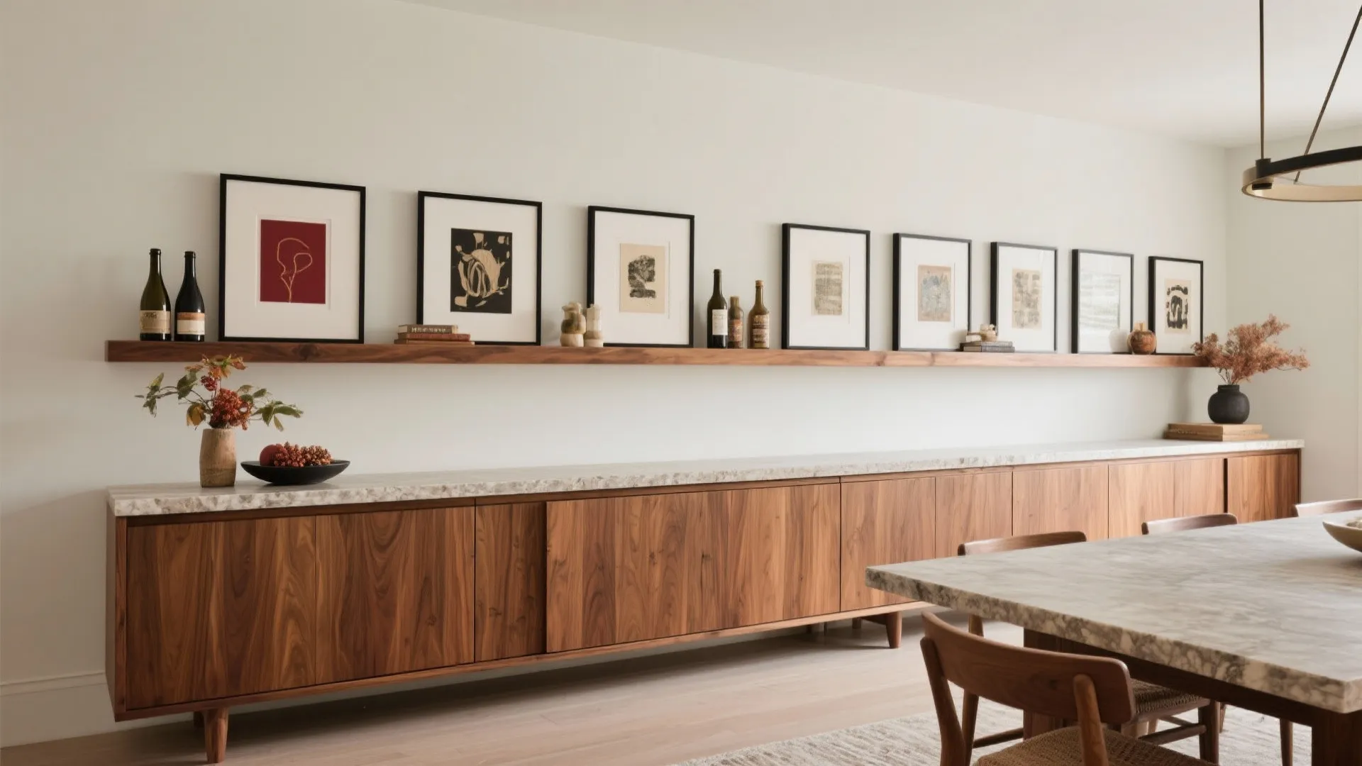 Credenza + gallery ledge composition