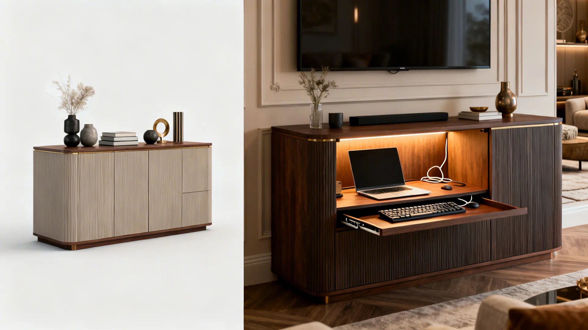 4. Credenza with hidden workspace
