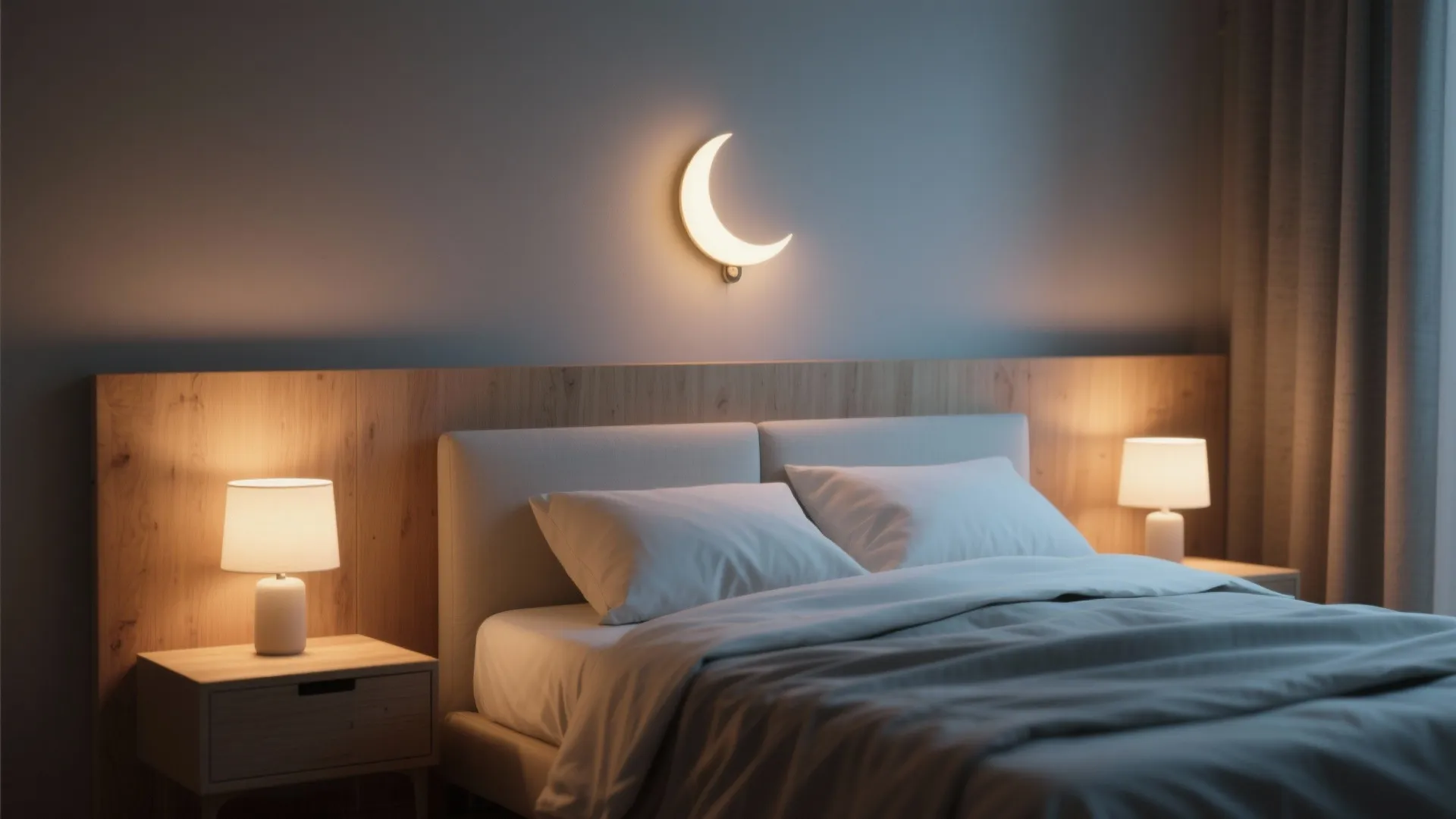 2. Crescent Accent Light Above Bed
