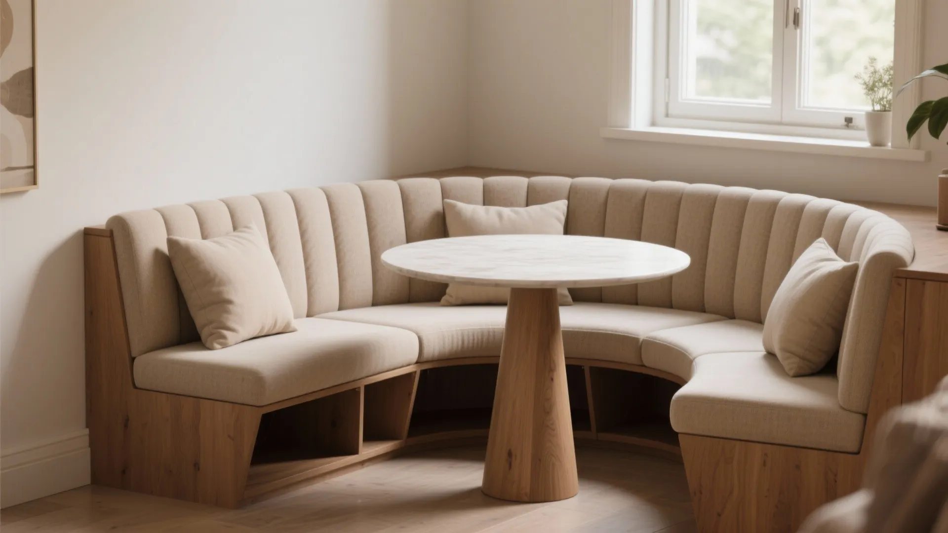 1. Crescent banquette for two