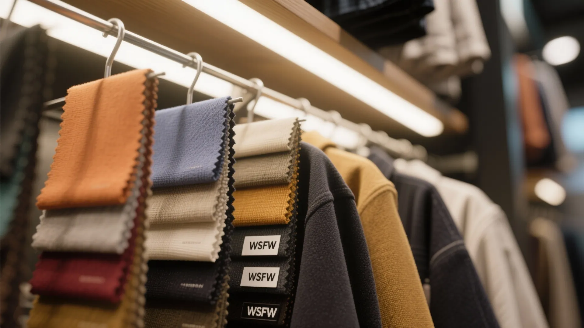 Close-up of clothing fabric under warm LED light showing accurate color and texture.