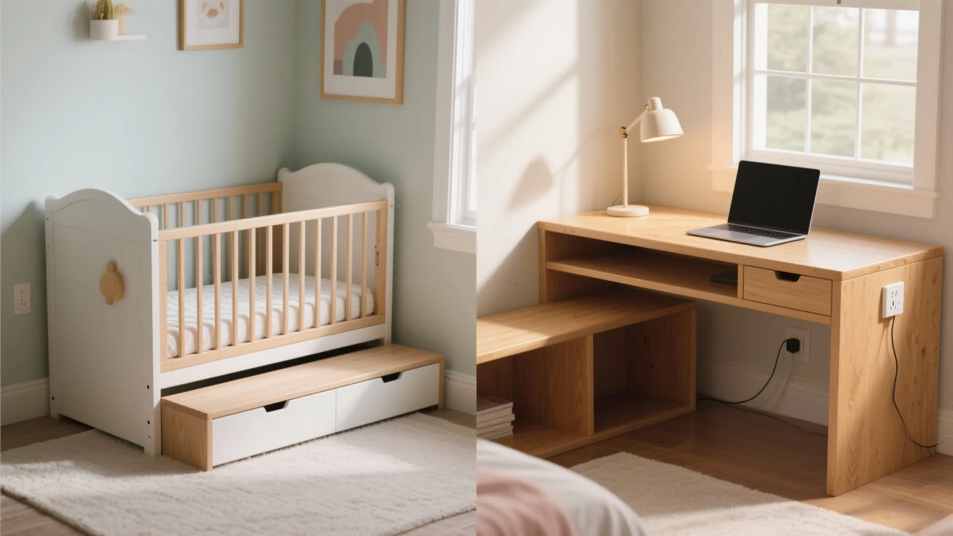 4. Crib-Desk Combo for Growing Kids