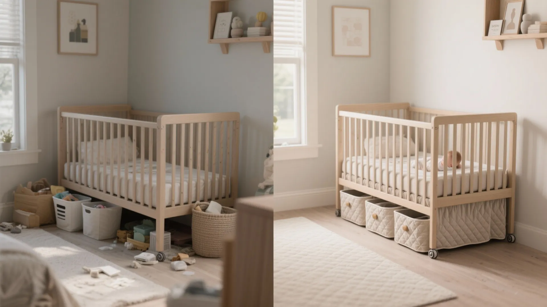 Functional crib skirts and under-crib storage