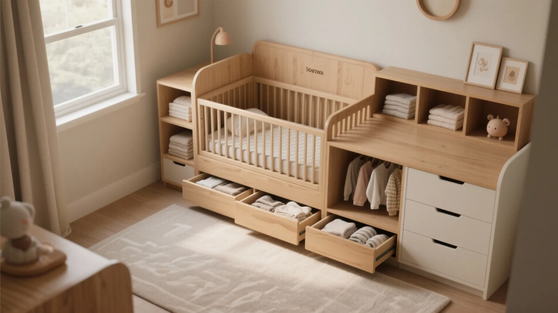 3. Choose cribs with integrated storage