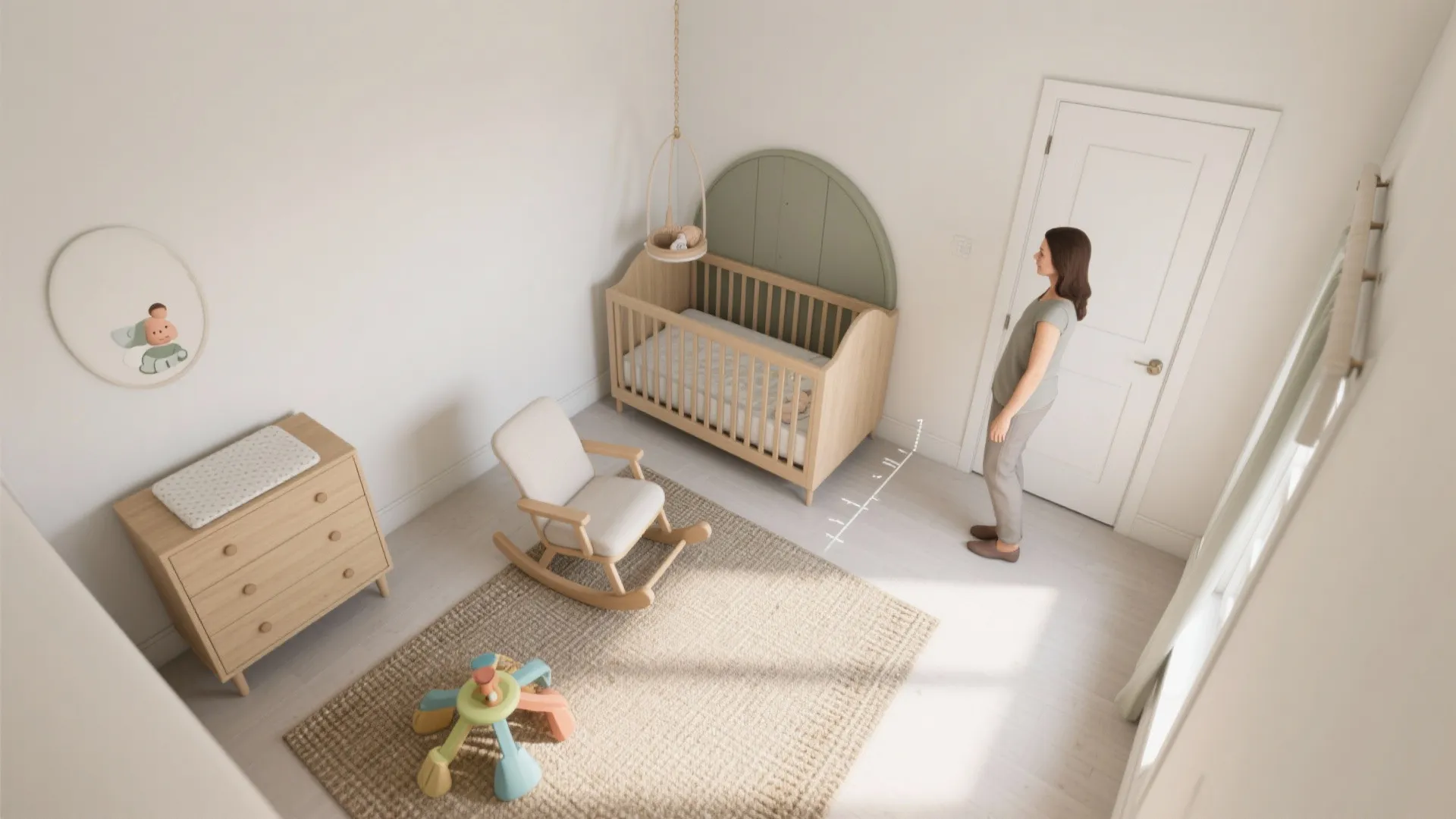 Crib-first circulation in a tiny nursery