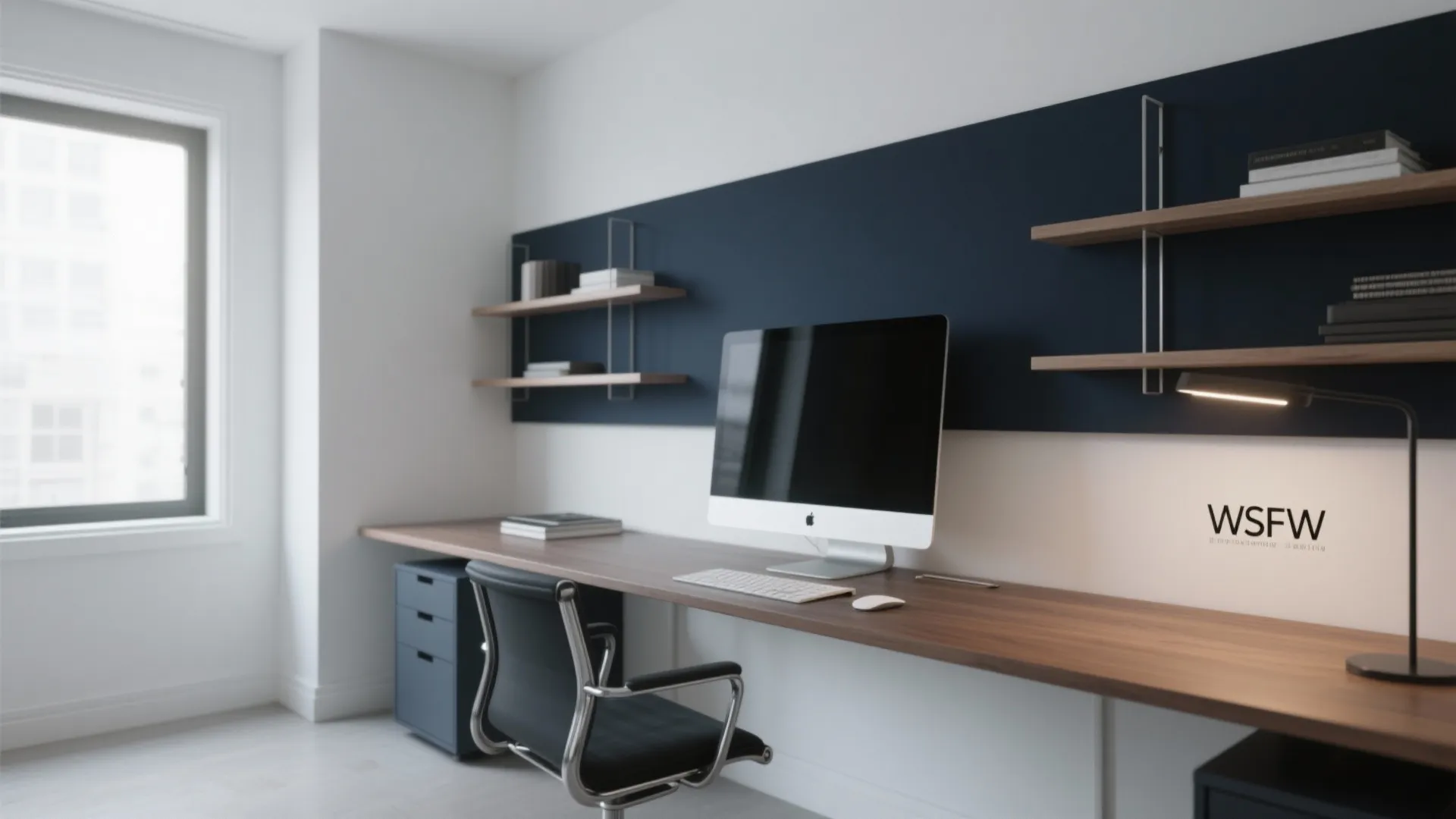 Crisp Contrast: White with Charcoal or Navy Accents