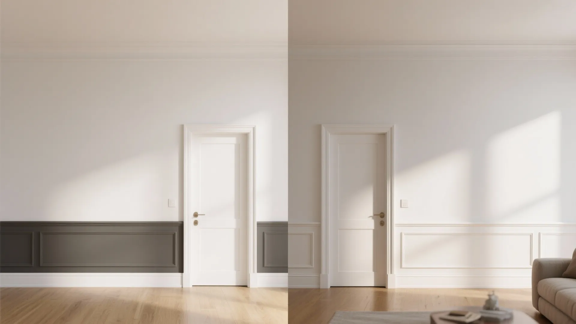 2) Crisp contrast: lighter walls, slightly deeper trim