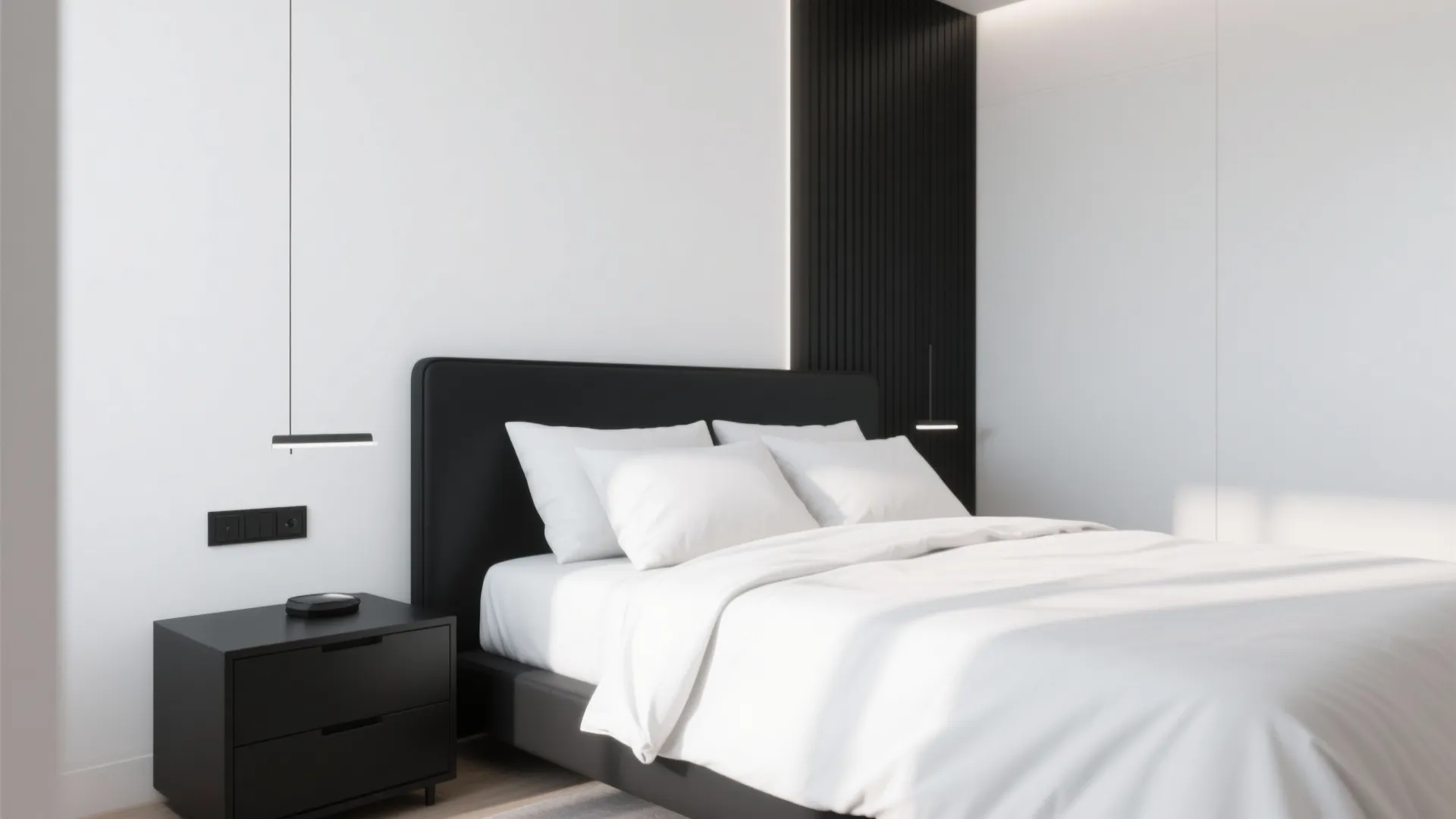 2. Crisp White + Matte Black Details