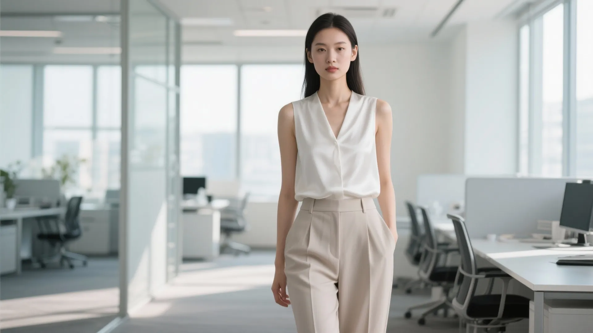 3. Cropped Trousers with Sleeveless Blouses