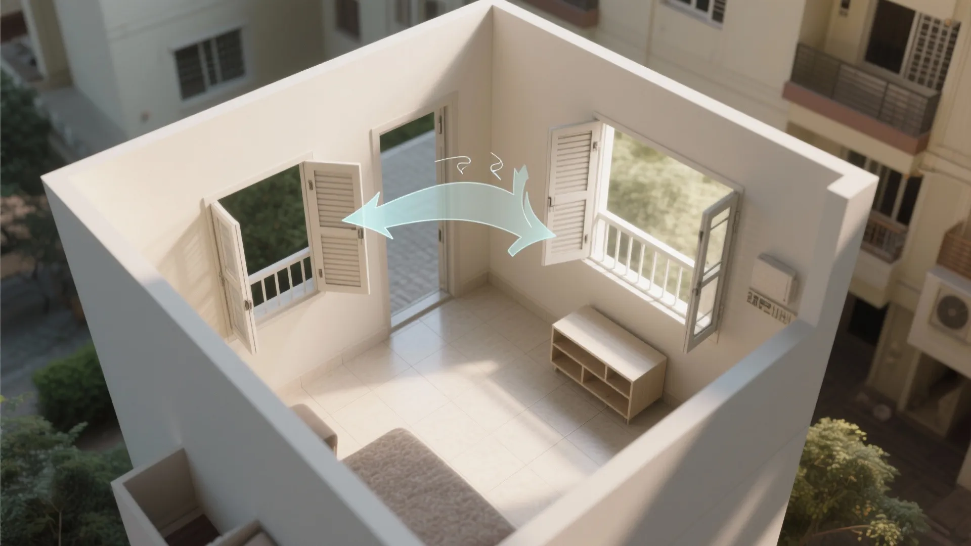 Daylight, cross-ventilation, and quiet comfort