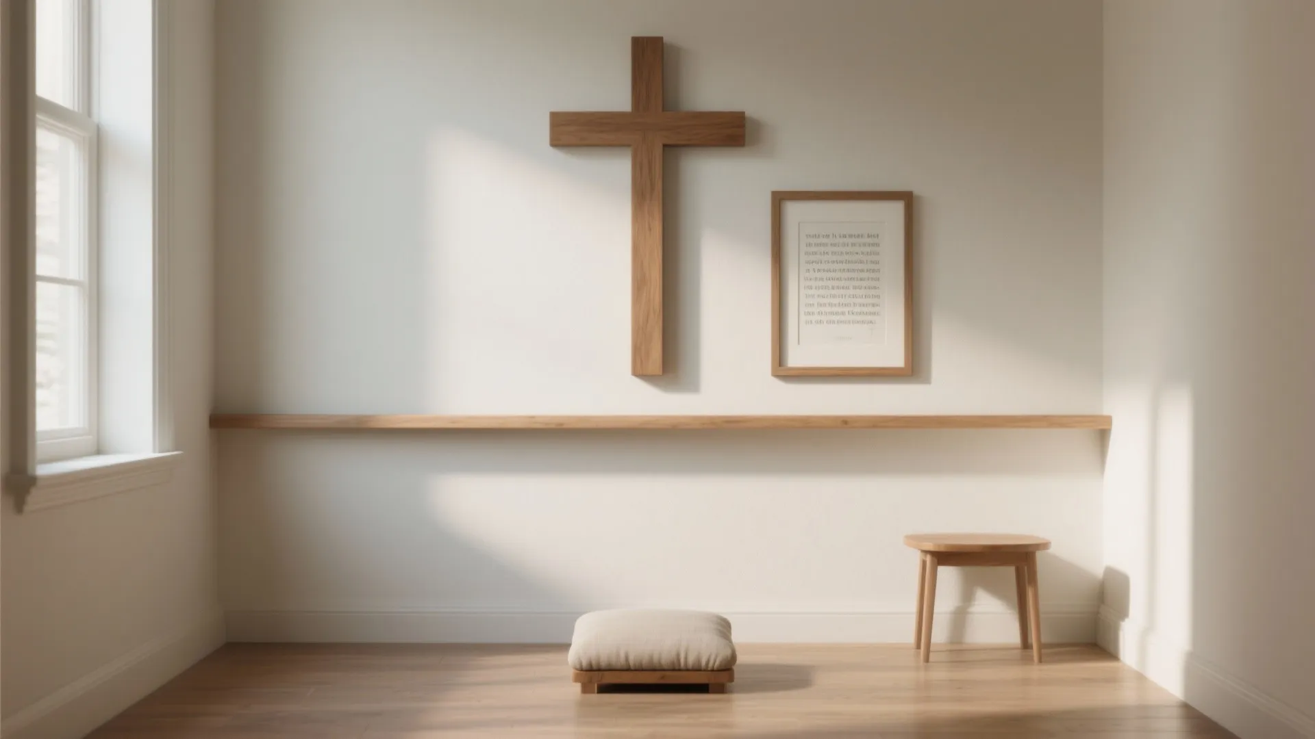 Minimalist Cross and Scripture Wall