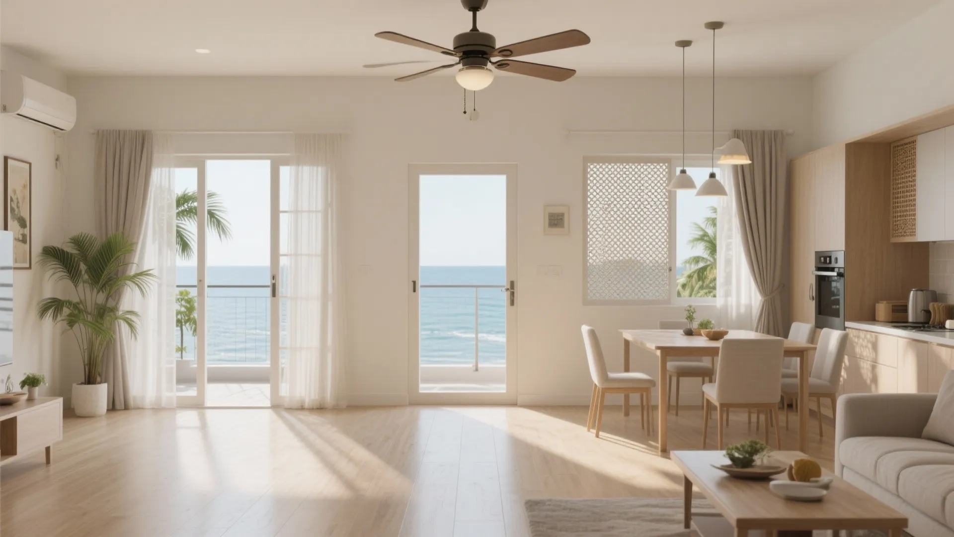 Cross-ventilated living with light-toned finishes