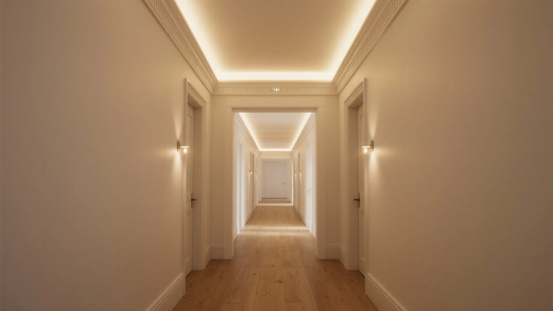 3) Slim Crown Molding with LED Indirect Light