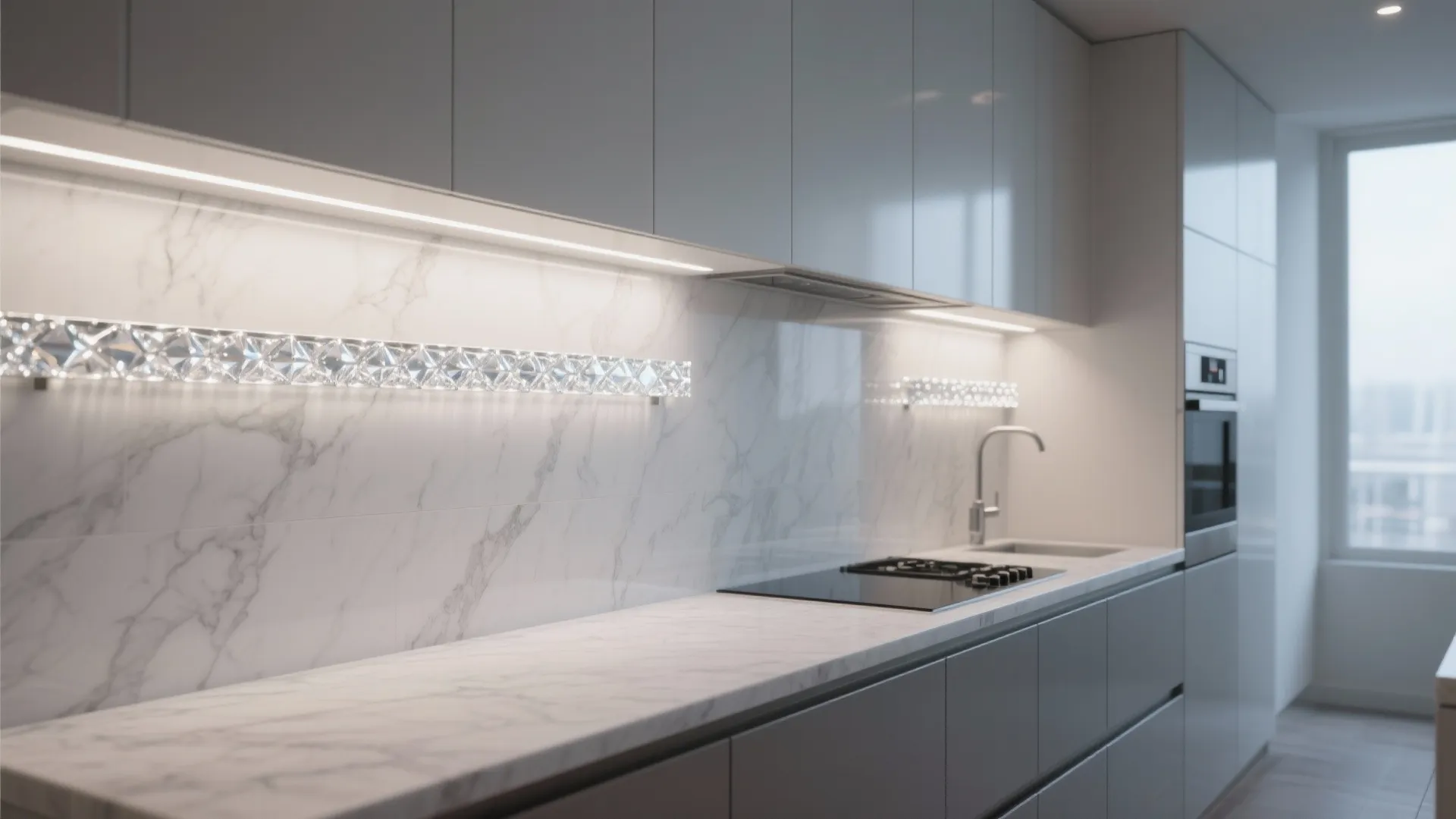 3. Integrated LED Crystal Bars for Modern Kitchens