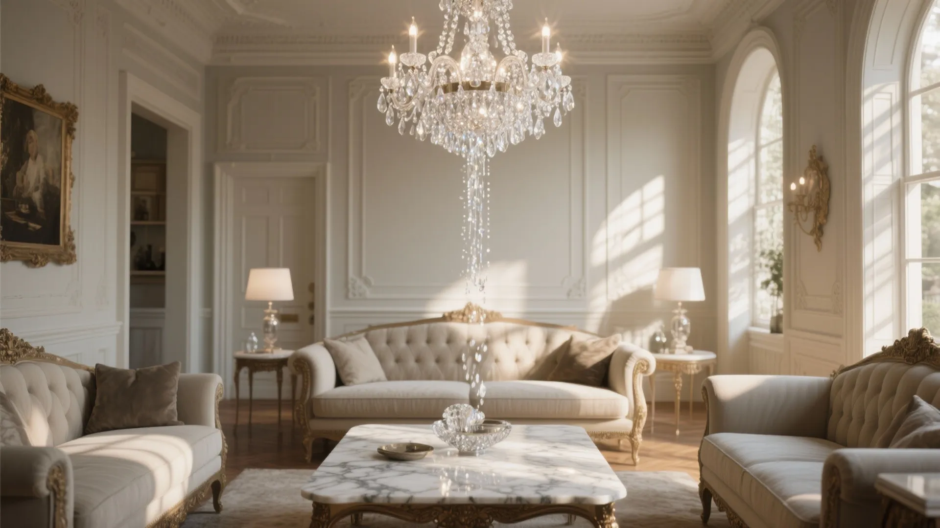 2. Crystal Waterfall Chandeliers